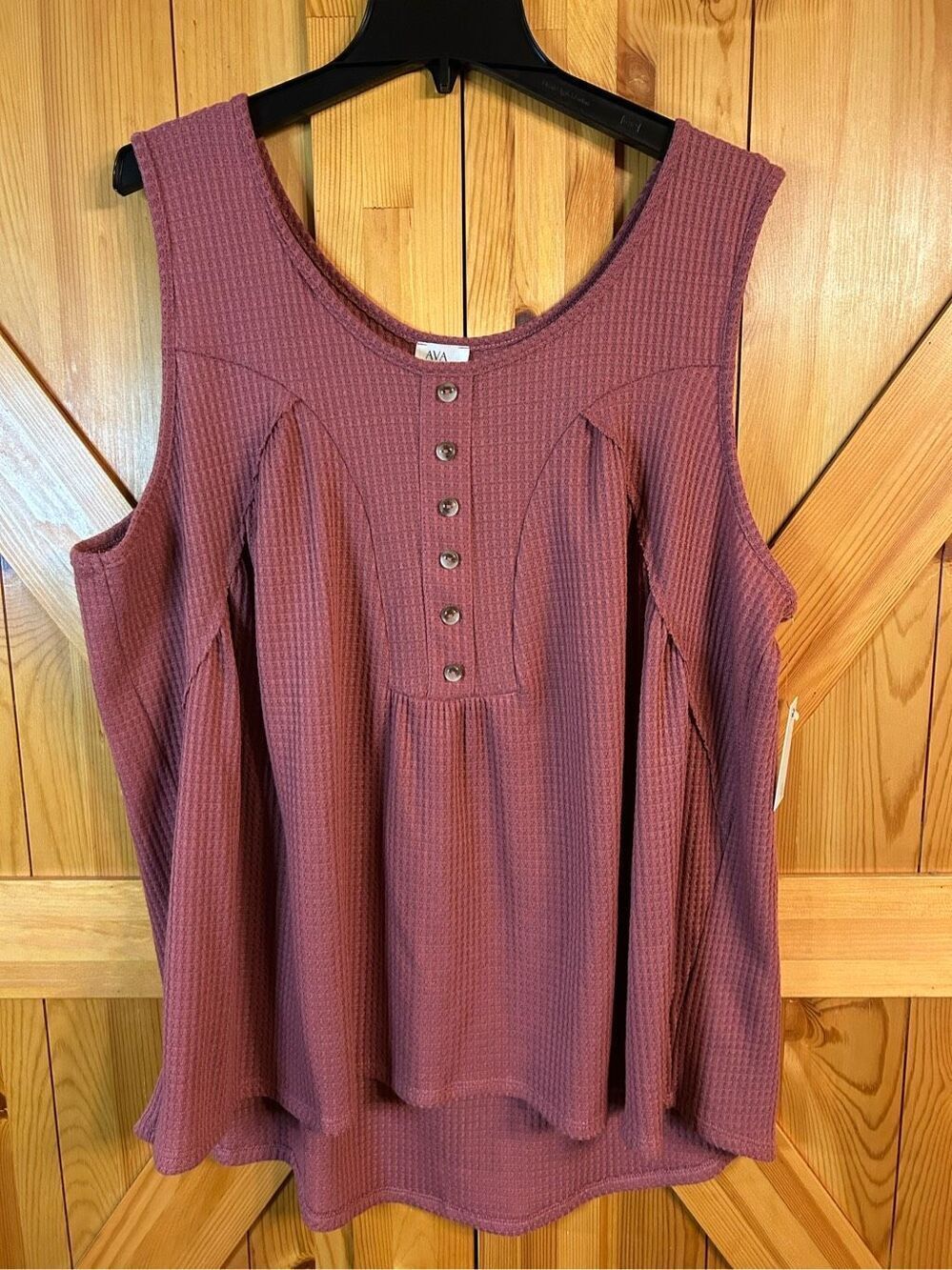 Ava James mauve waffle knit sleeveless plus size blouse size 2X spring nwt (0427